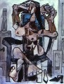 Nude in an Armchair with a Bottle of Evian Water a Glass and Shoes 1959 Cubist